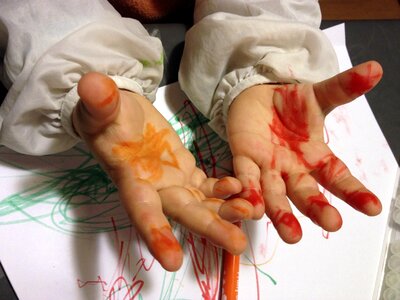 Painting palm of hand school