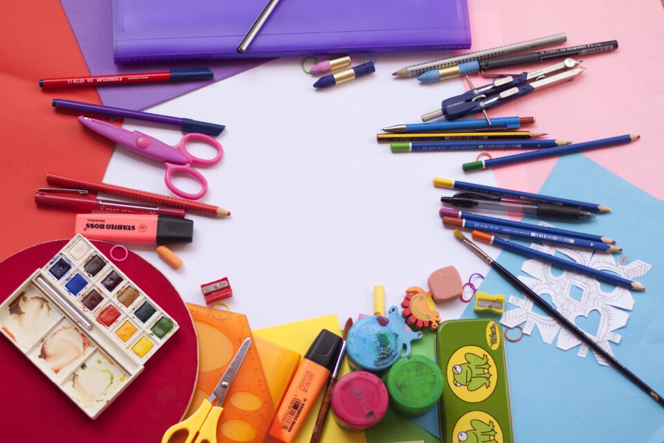 Watercolor school supplies plastic