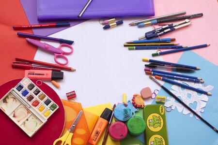 Watercolor school supplies plastic