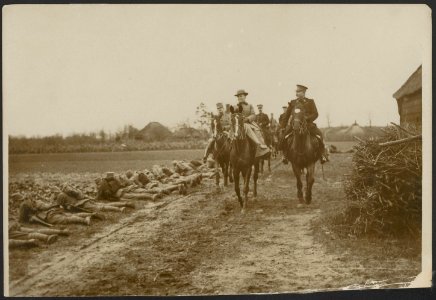 H.M. Koningin Wilhelmina inspecteert te paard Nederlandse troepen., Bestanddeelnr 158-2100