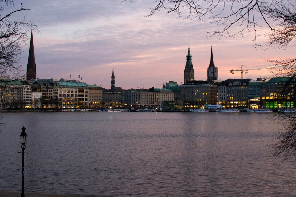 Jungfernstieg abendstimmung innenalster