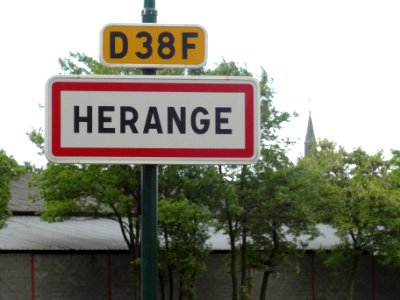 Hérange (Moselle) city limit sign