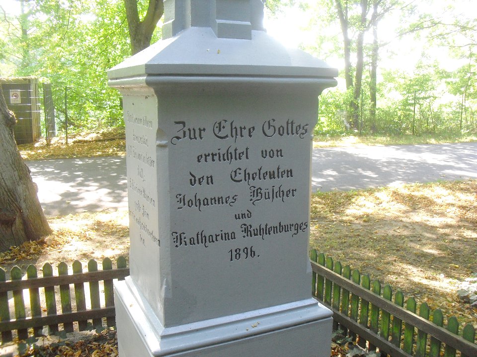 Hövelhof - Wegekreuz Staumühler Straße - Inschrift Rückseite