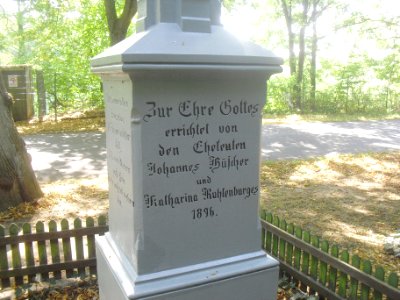 Hövelhof - Wegekreuz Staumühler Straße - Inschrift Rückseite