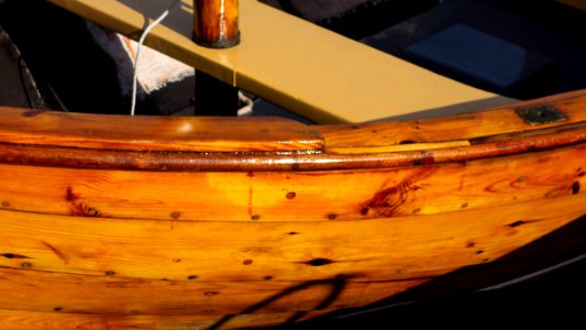 Gunwale on a wooden sailboat