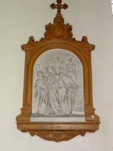 Gussignies (Nord, Fr) église, chemin de croix, station 01
