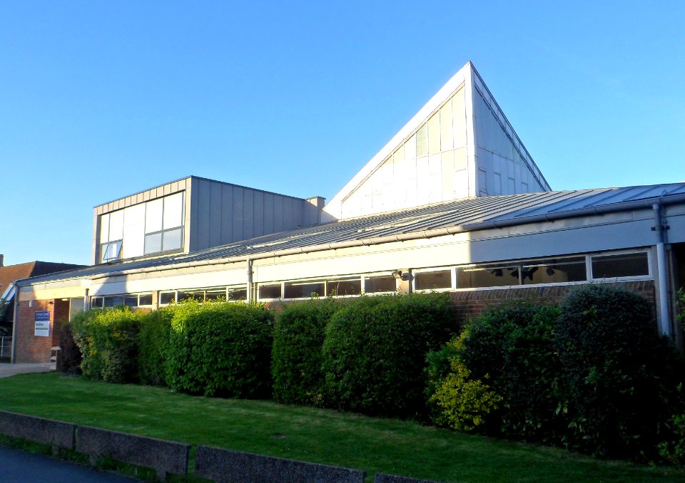 Guildford Baptist Church, Millmead Centre, Bury Fields, Guildford (April 2014, from Southwest)