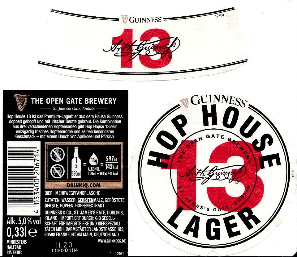 Guinness & Co. - The Open Gate Brewery - Hop House 13 Lager