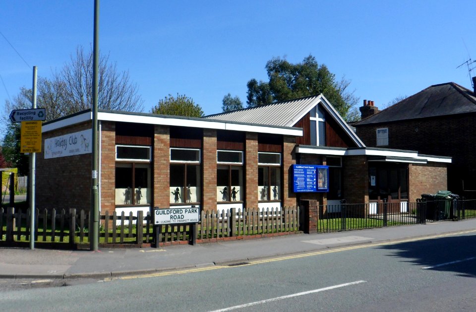 Guildford Park Church (Evangelical), Guildford Park Road, Guildford (April 2014, from West) (2)