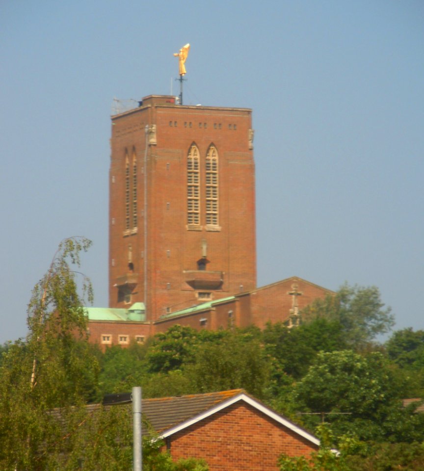Guildford Cathedral, Stag Hill, Guildford (Seen from Guildford Station) (May 2014)