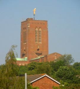 Guildford Cathedral, Stag Hill, Guildford (Seen from Guildford Station) (May 2014)