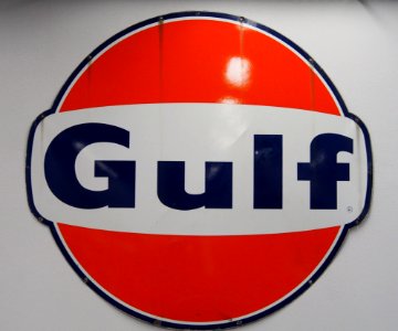 Gulf enamel advertising sign