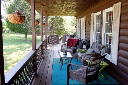 Summer deck log cabin