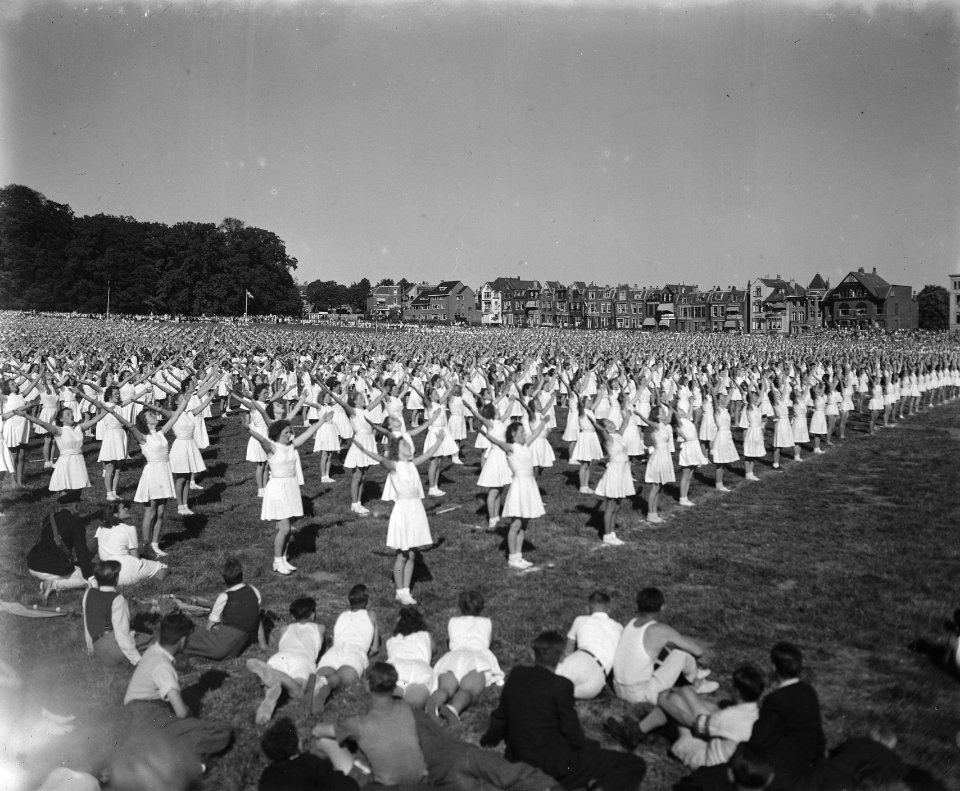 Gymnastiek demonstratie in park Sonsbeek te Arnhem, Bestanddeelnr 902-7501