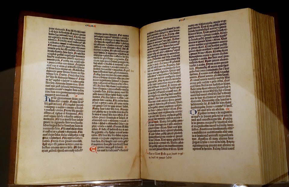 Gutenberg bible, Genesis, Chapter XI, Volume I-9r - Harry Ransom Center - University of Texas at Austin - DSC08418