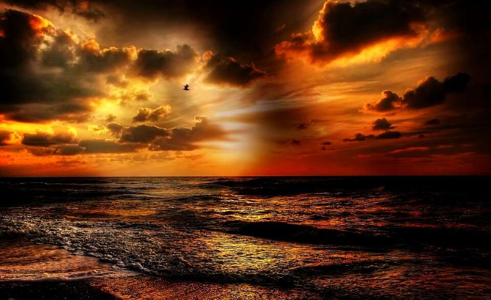 Sunset sea nature photo