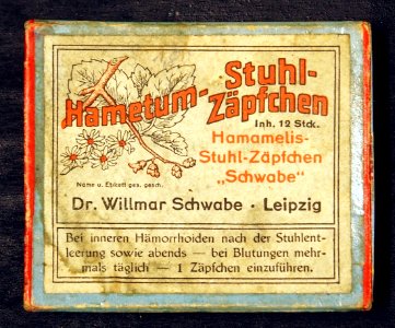 Hametum Stuhl Zäpfchen, Dr Willmar Schwabe - Leipzig