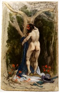 Hamadryad by Felicien Rops, 1880s, gouache, watercolour, ink wash, crayon, pen and ink, grattage - Montreal Museum of Fine Arts - Montreal, Canada - DSC08919