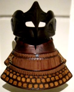 Half-mask (ho-ate) with leather band and lacing, 18th century