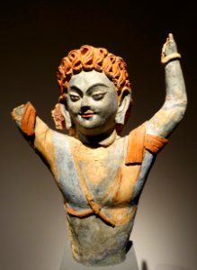 Half-figure of a demon, probably, Yarkhoto, probably 8th-9th century AD, painted clay - Ethnological Museum, Berlin - DSC01488