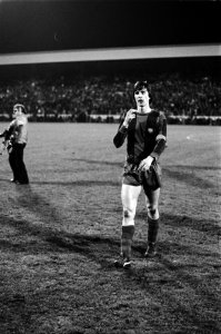 Halve finale Uefa-cup PSV tegen Barcelona 3-0, Cruijff na afloop, Bestanddeelnr 929-6479