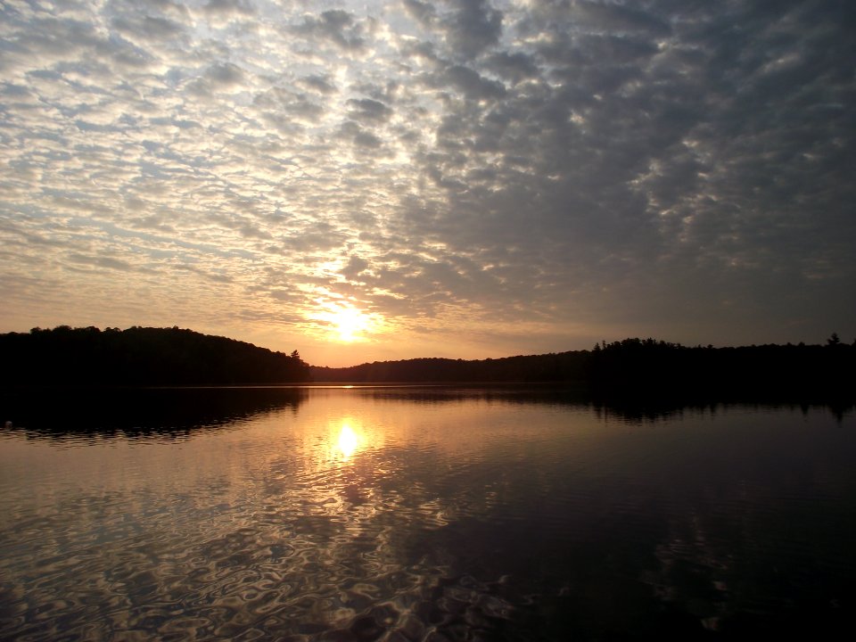 Haliburton Scout Reserve sunrise from Canoe Point, July 2017