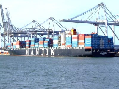Hanjin Budapest IMO 9312937, at the Amazone harbour, Port of Rotterdam, Holland 14-Jan-2007