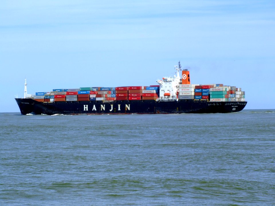 Hanjin Kaohsiung p5, leaving Port of Rotterdam, Holland 08-Jul-2007