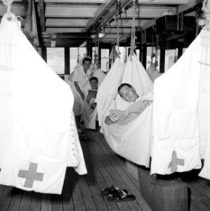 Hangmatten op het hospitaaldek van het MS Oranje, Bestanddeelnr 255-8319 photo