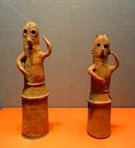 Haniwa in dancing form, excavated from Nohara Tumulus, Kumagaya-shi, Saitama, Kofun period, 500s AD, ceramic - Tokyo National Museum - Tokyo, Japan - DSC09381