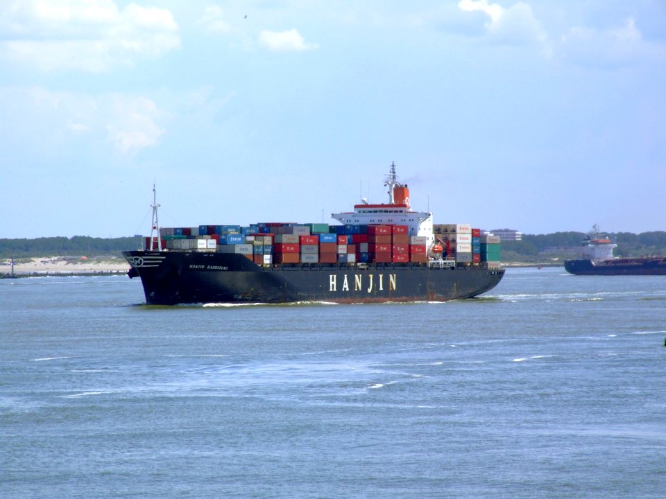 Hanjin Kaohsiung IMO 8913667, leaving Port of Rotterdam, Holland 08-Jul-2007