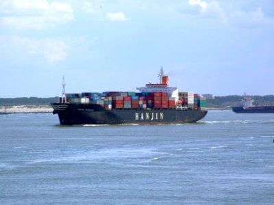 Hanjin Kaohsiung IMO 8913667, leaving Port of Rotterdam, Holland 08-Jul-2007