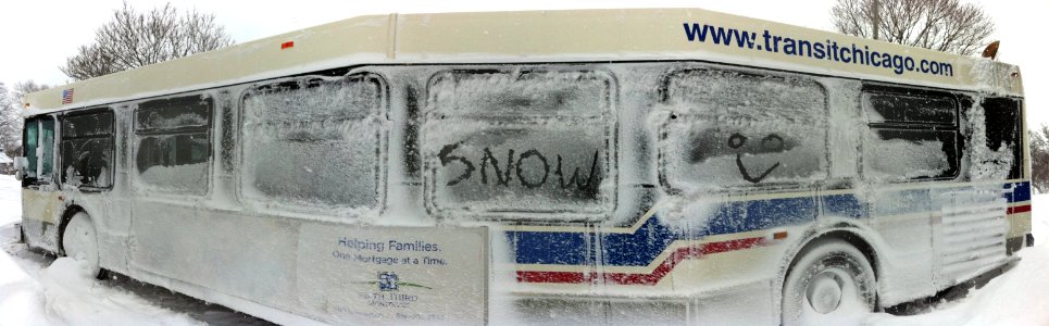 Happy Abandoned CTA Snow bus Chicago Feb 2 2011 storm