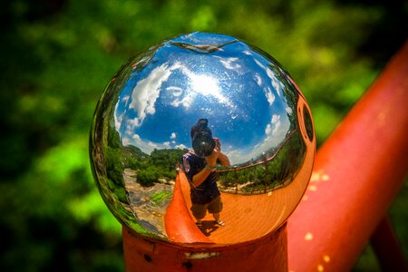 Reflection photographer the self-timer
