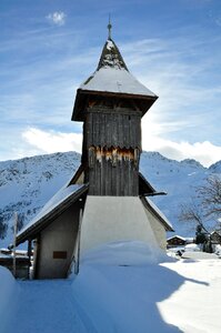 Snow swiss alps church
