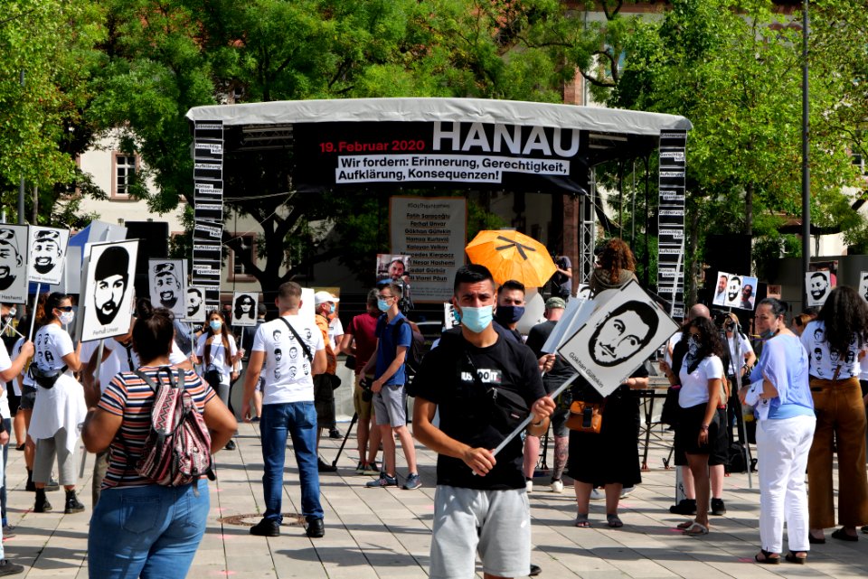 Hanau attack memorial protest Hanau 2020-08-22 23