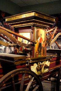 Hand-pumped fire engine built by Betts, Harlan, & Hollingsworth, used in Wilmington Delaware, c. 1842, view 3 - National Museum of American History - DSC00329