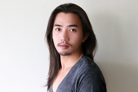 Face long hair male model photo