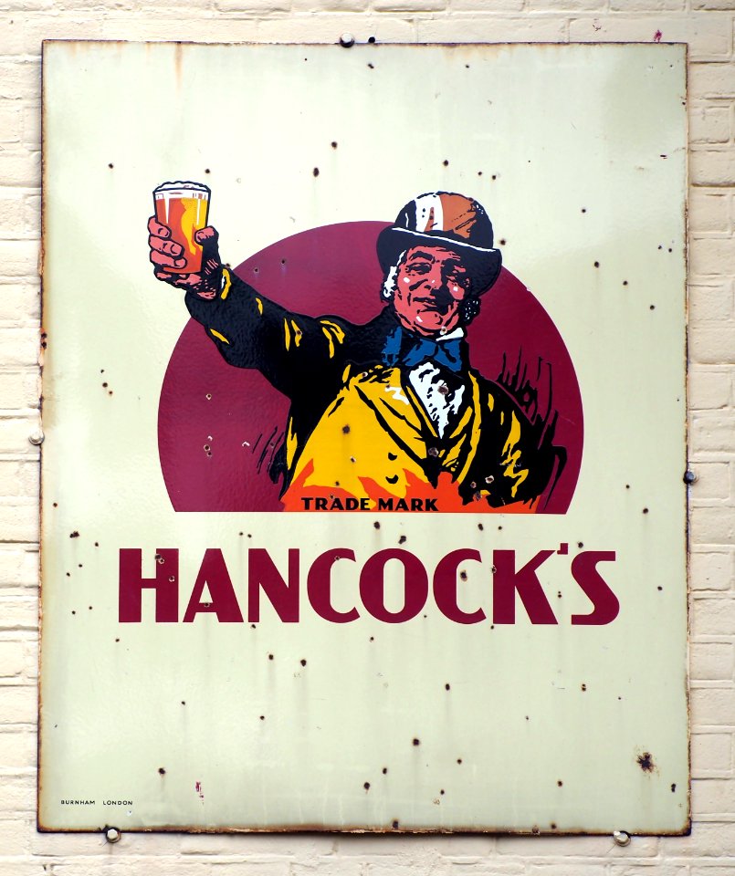 Hancocks, emaille reclamebord, Bier Reclamemuseum