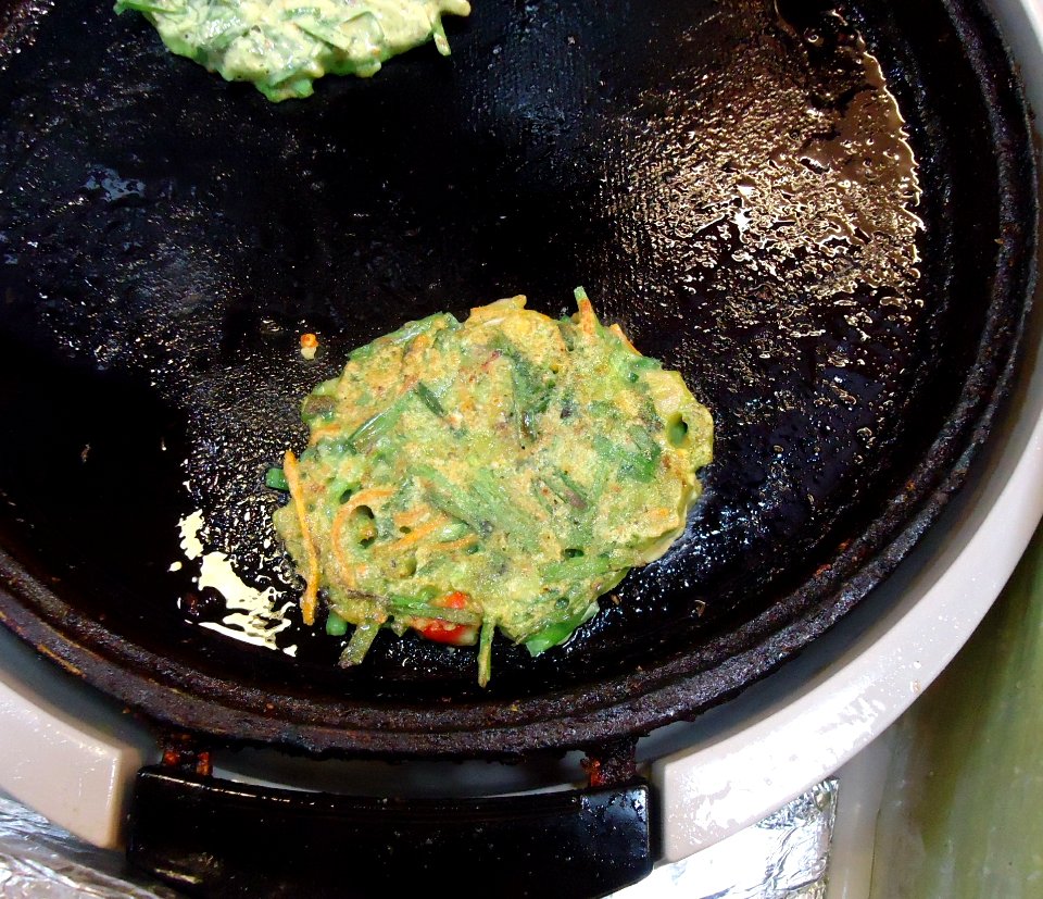 Handmade kimchi on skillet at Asian supermarket in New Jersey