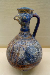 Handled jar, Kashan, Iran, 1200s-1300s AD, ceramic - Hakone Museum of Art - Hakone, Kanagawa, Japan - DSC08285