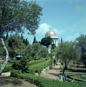 Haifa De Bahaitempel gezien vanuit het bijbehorende park, Bestanddeelnr 255-9336
