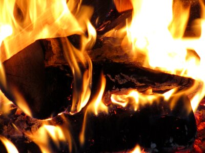 Warm winter fireplace
