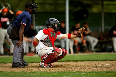 Baseball player catcher catcher's mitt photo