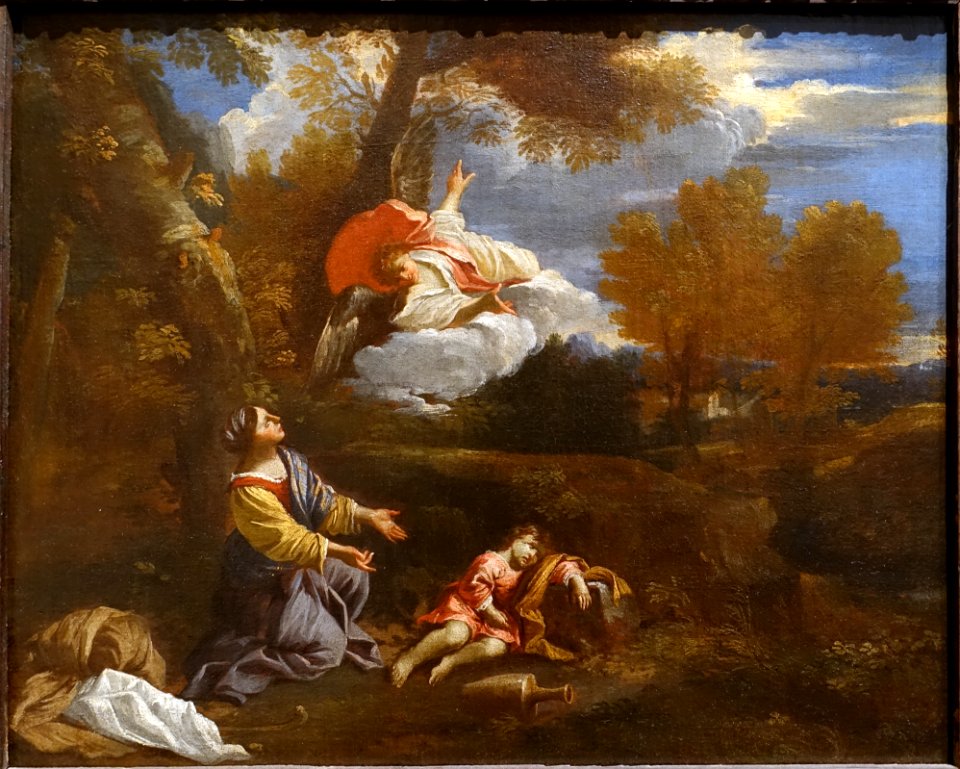 Hagar and Ishmael in the Wilderness, by Pier Francesco Mola, c. 1657, oil on canvas - Blanton Museum of Art - Austin, Texas - DSC07859