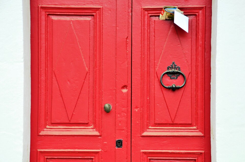 City architecture red door