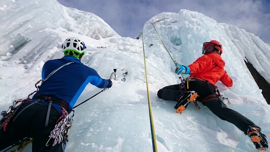 Extreme sports frozen icefall photo