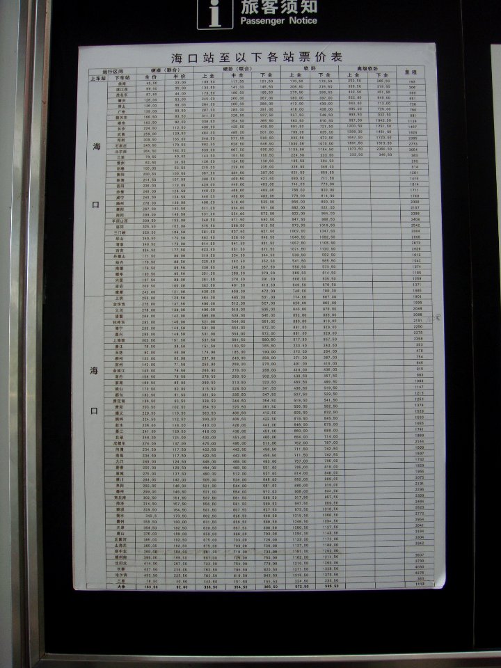 Haikou Train Station - passenger information notices - 08