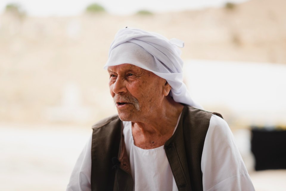 Haji Baker Ali is an old Ezidi man, seen in June 2019 on Shingal mountain recounting his memories of living under the Iraqi monarchy 07