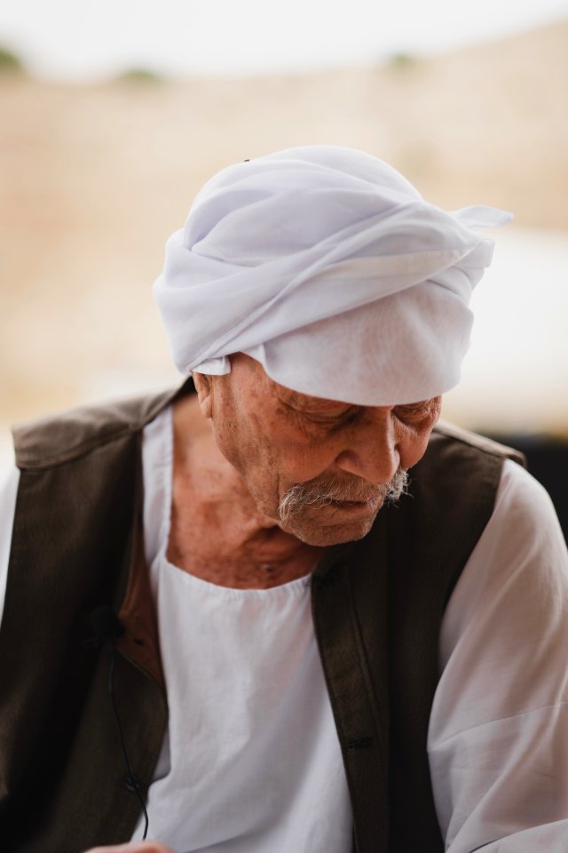 Haji Baker Ali is an old Ezidi man, seen in June 2019 on Shingal mountain recounting his memories of living under the Iraqi monarchy 05